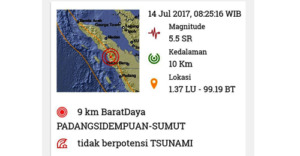 Gempa Keempat Kembali Guncang Sidimpuan