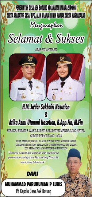 Pemerintah Desa Aek Botung: Selamat Pelantikan Sukhairi Atika