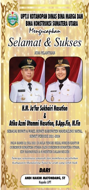 UPTJJ Kotanopan Bina Marga Sumut: Selamat Pelantikan Sukhairi Atika