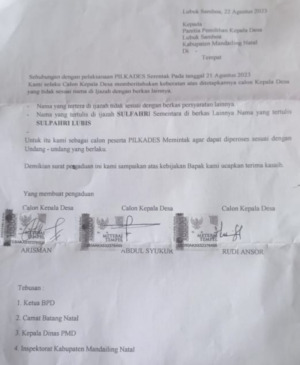 Merasa Dirugikan, Tiga Cakades Lubuk Samboa Akan Laporkan Panitia Pilkades ke Polisi