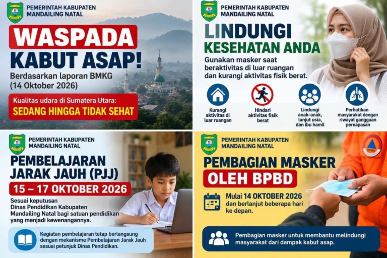 Kabut Asap Selimuti Madina, Disdikbud Instruksikan Sekolah PAUD Hingga SMP Belajar dari Rumah Mulai Besok